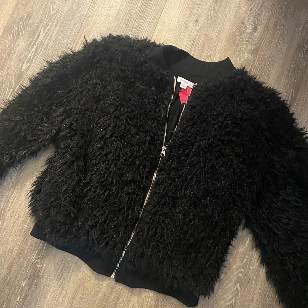 NWT Xhilaration Faux Fur Jacket sz Med Black
